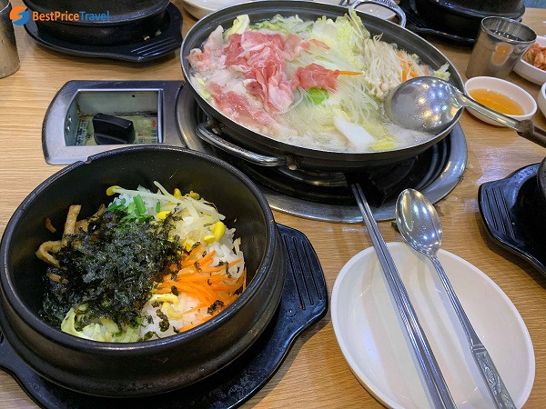 Đa dạng các món ăn trong tour Hàn Quốc